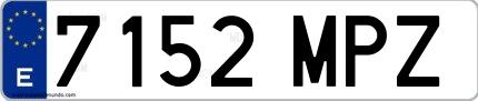 Ejemplo de matrícula española 7152 MPZ