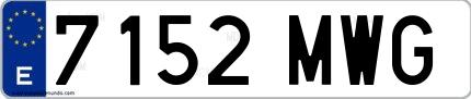 Ejemplo de matrícula española 7152 MWG