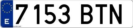 Ejemplo de matrícula española 7153 BTN