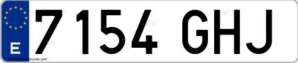 Ejemplo de matrícula española 7154 GHJ