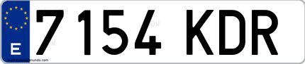 Ejemplo de matrícula española 7154 KDR