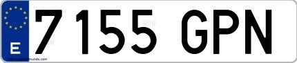 Ejemplo de matrícula española 7155 GPN