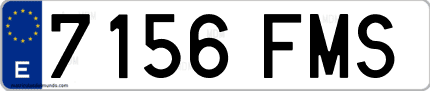 Ejemplo de matrícula de coche ordinaria 7156 FMS