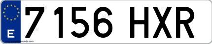 Ejemplo de matrícula española 7156 HXR