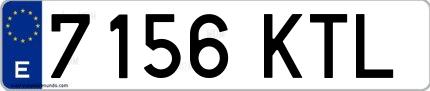Ejemplo de matrícula española 7156 KTL