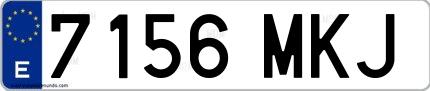 Ejemplo de matrícula española 7156 MKJ