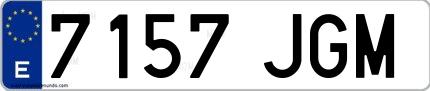 Ejemplo de matrícula española 7157 JGM