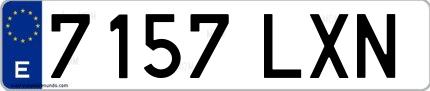 Ejemplo de matrícula de coche ordinaria 7157 LXN