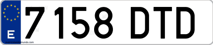 Ejemplo de matrícula de coche ordinaria 7158 DTD