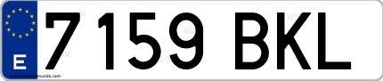 Ejemplo de matrícula española 7159 BKL