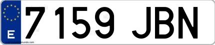 Ejemplo de matrícula española 7159 JBN