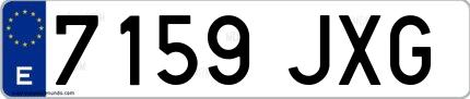 Ejemplo de matrícula española 7159 JXG