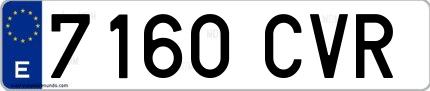 Ejemplo de matrícula española 7160 CVR