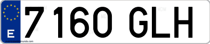Ejemplo de matrícula de coche ordinaria 7160 GLH