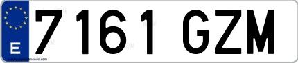 Ejemplo de matrícula de coche ordinaria 7161 GZM