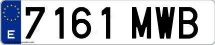 Ejemplo de matrícula española 7161 MWB