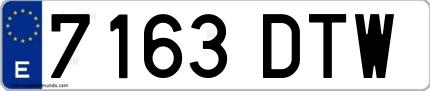 Ejemplo de matrícula española 7163 DTW