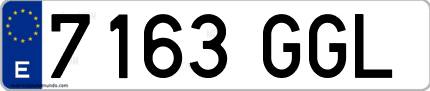 Ejemplo de matrícula de coche ordinaria 7163 GGL
