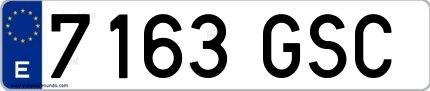 Ejemplo de matrícula española 7163 GSC