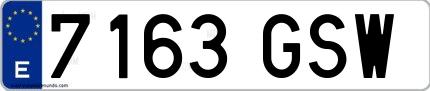 Ejemplo de matrícula española 7163 GSW