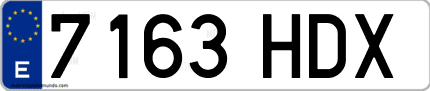 Ejemplo de matrícula de coche ordinaria 7163 HDX