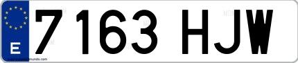 Ejemplo de matrícula española 7163 HJW