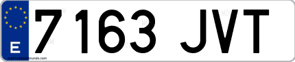 Ejemplo de matrícula de coche ordinaria 7163 JVT