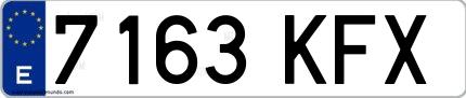 Ejemplo de matrícula española 7163 KFX