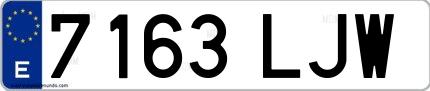 Ejemplo de matrícula española 7163 LJW