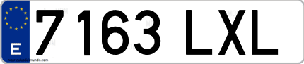 Ejemplo de matrícula de coche ordinaria 7163 LXL