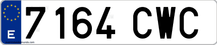 Ejemplo de matrícula de coche ordinaria 7164 CWC
