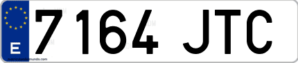 Ejemplo de matrícula de coche ordinaria 7164 JTC