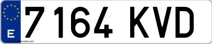 Ejemplo de matrícula española 7164 KVD