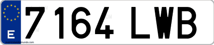 Ejemplo de matrícula de coche ordinaria 7164 LWB