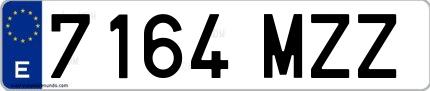 Ejemplo de matrícula española 7164 MZZ