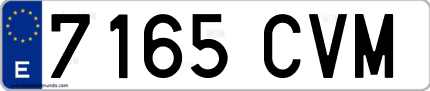 Ejemplo de matrícula de coche ordinaria 7165 CVM