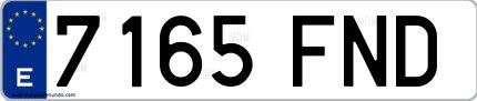 Ejemplo de matrícula española 7165 FND