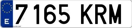 Ejemplo de matrícula española 7165 KRM