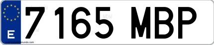 Ejemplo de matrícula española 7165 MBP