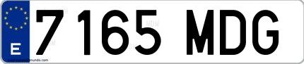 Ejemplo de matrícula española 7165 MDG