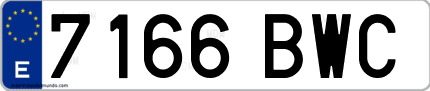 Ejemplo de matrícula de coche ordinaria 7166 BWC