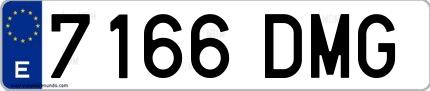 Ejemplo de matrícula española 7166 DMG