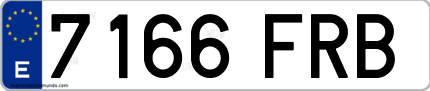 Ejemplo de matrícula de coche ordinaria 7166 FRB