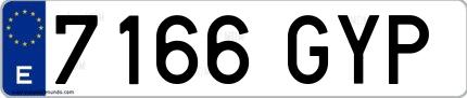 Ejemplo de matrícula española 7166 GYP