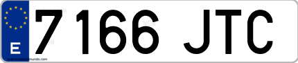 Ejemplo de matrícula de coche ordinaria 7166 JTC