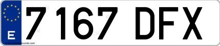 Ejemplo de matrícula española 7167 DFX