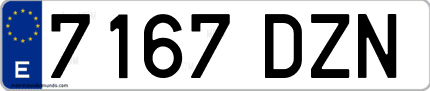 Ejemplo de matrícula de coche ordinaria 7167 DZN