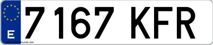 Ejemplo de matrícula española 7167 KFR
