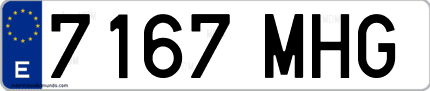 Ejemplo de matrícula de coche ordinaria 7167 MHG