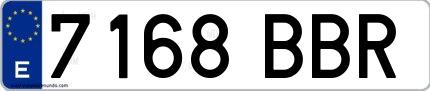Ejemplo de matrícula española 7168 BBR